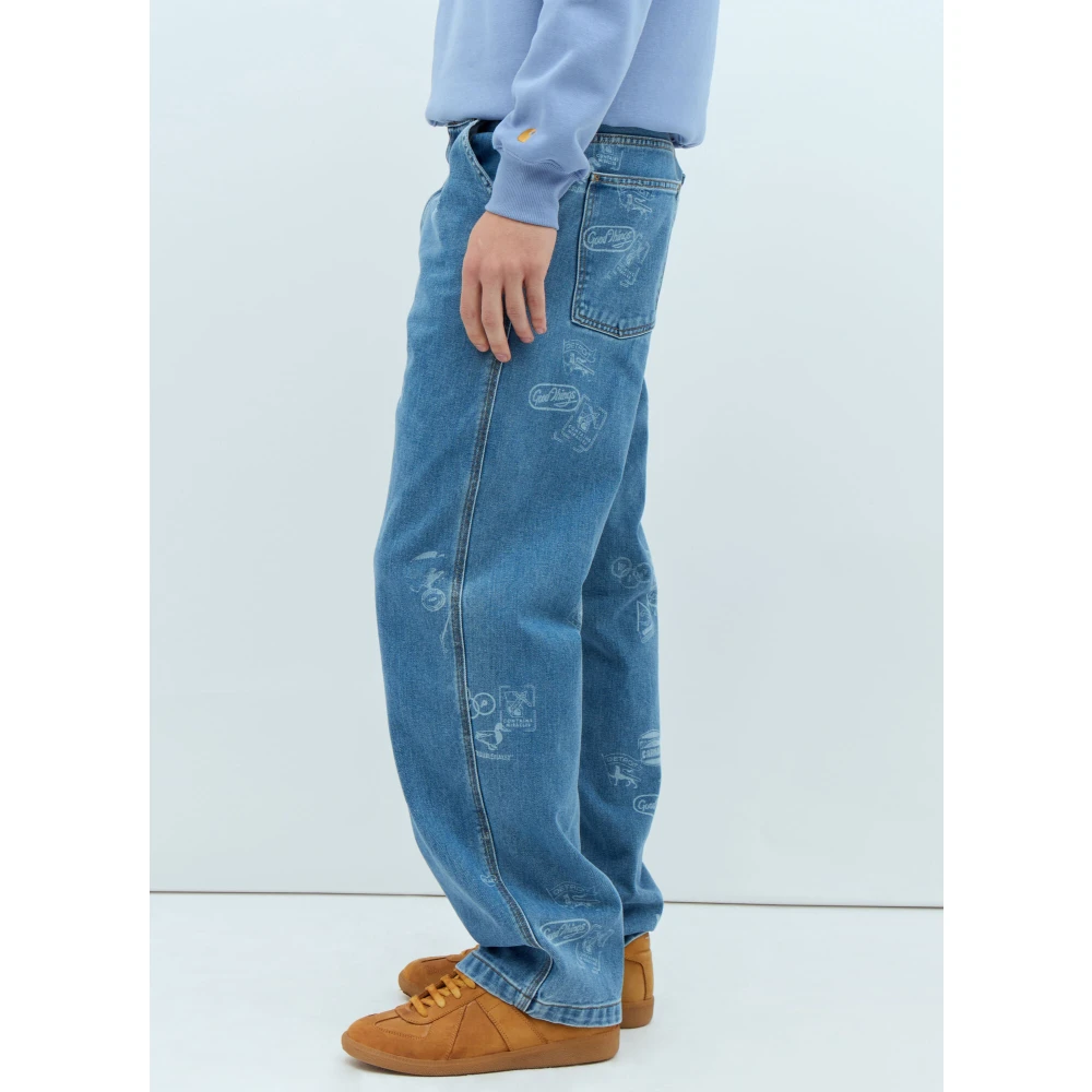Carhartt WIP Jacquard Stamp Straight Leg Jeans Blue Heren