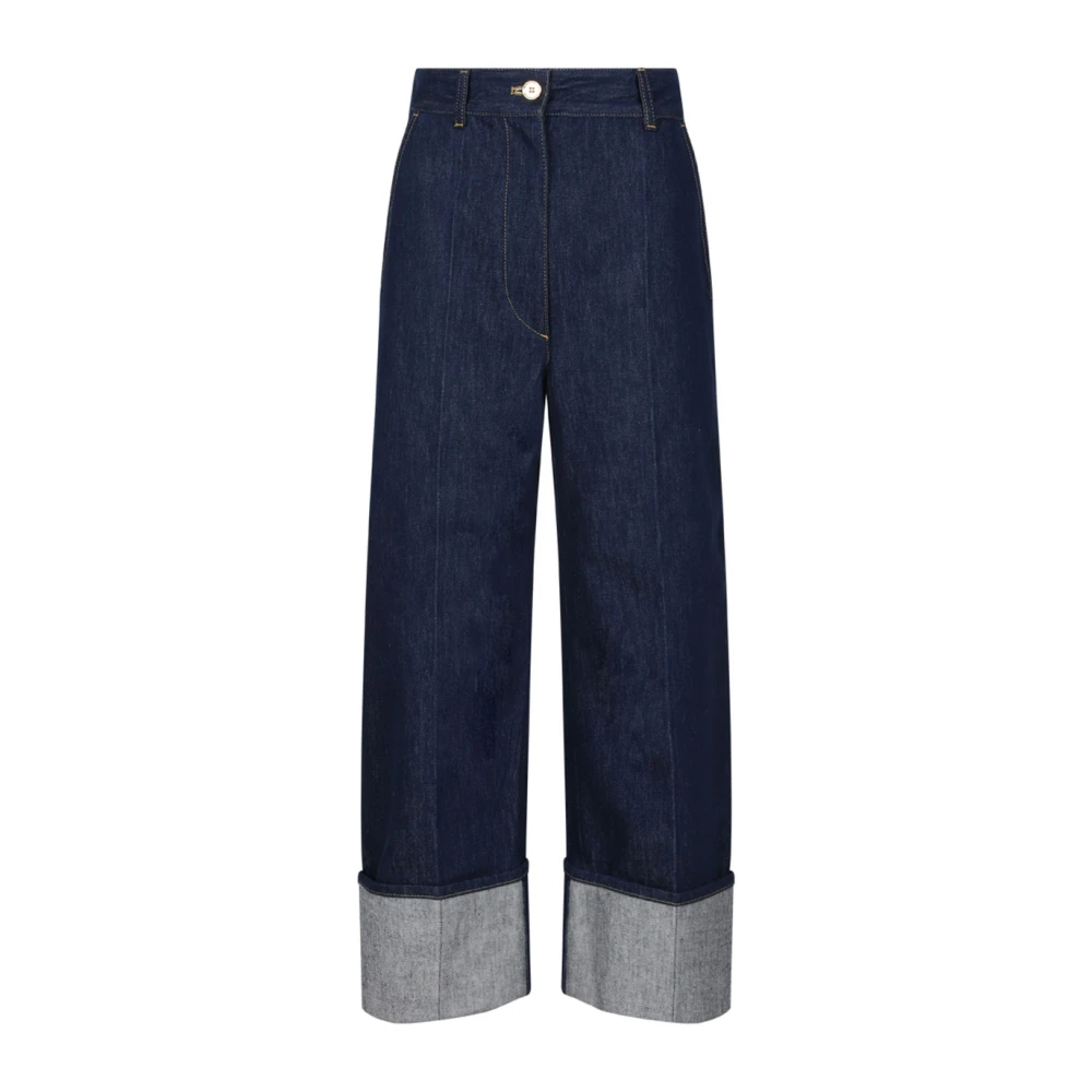 Patou Iconische Rodeo Blauwe Jeans met Manchetten Blue Dames