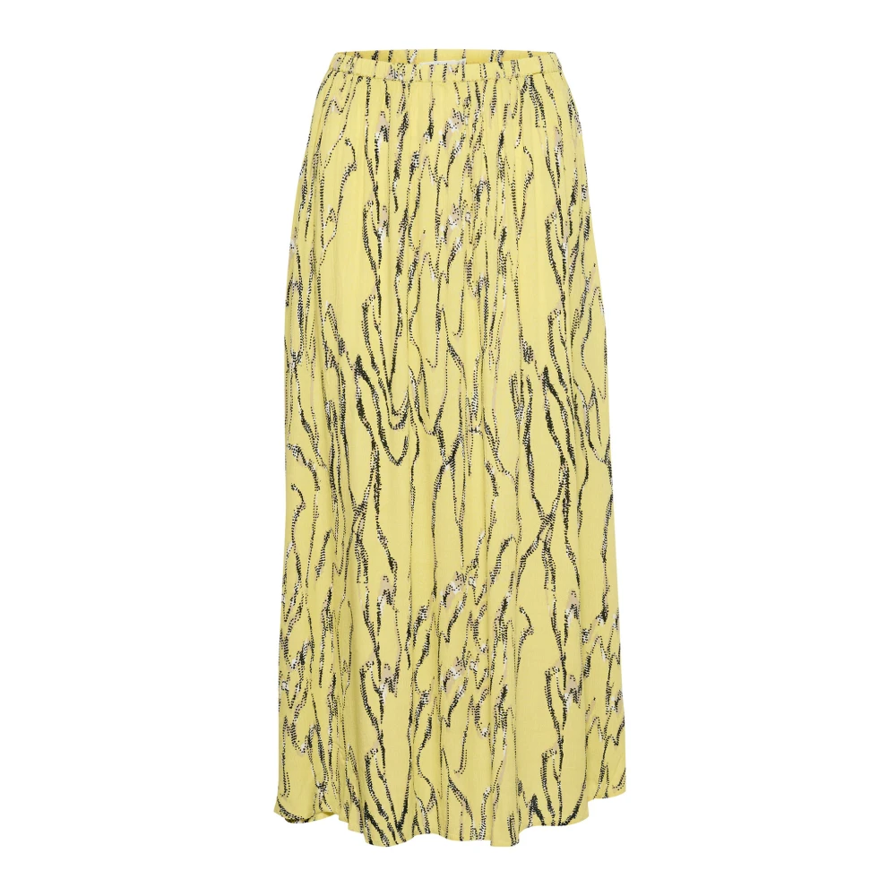 Soaked in Luxury Kleurrijke Maxi Rok met Elastische Taille Yellow Dames