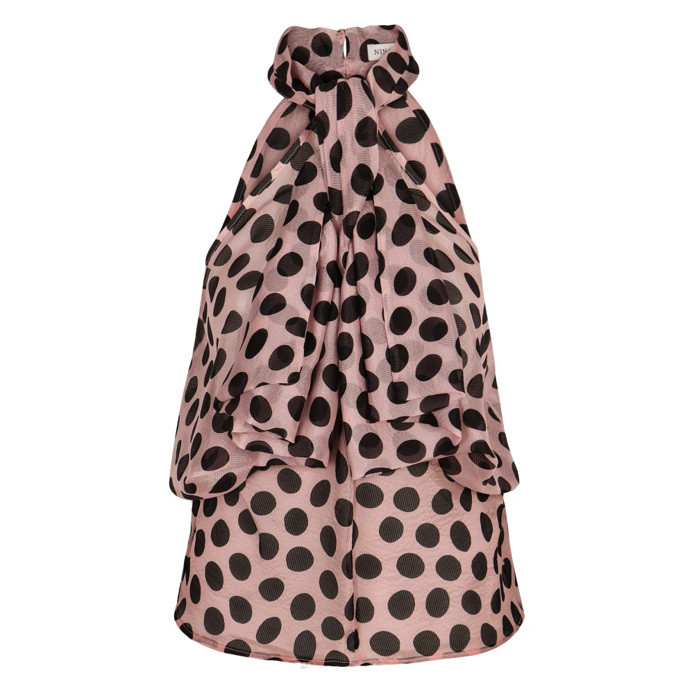 Nina Ricci Zijden Polka-dot Print Top Pink Dames