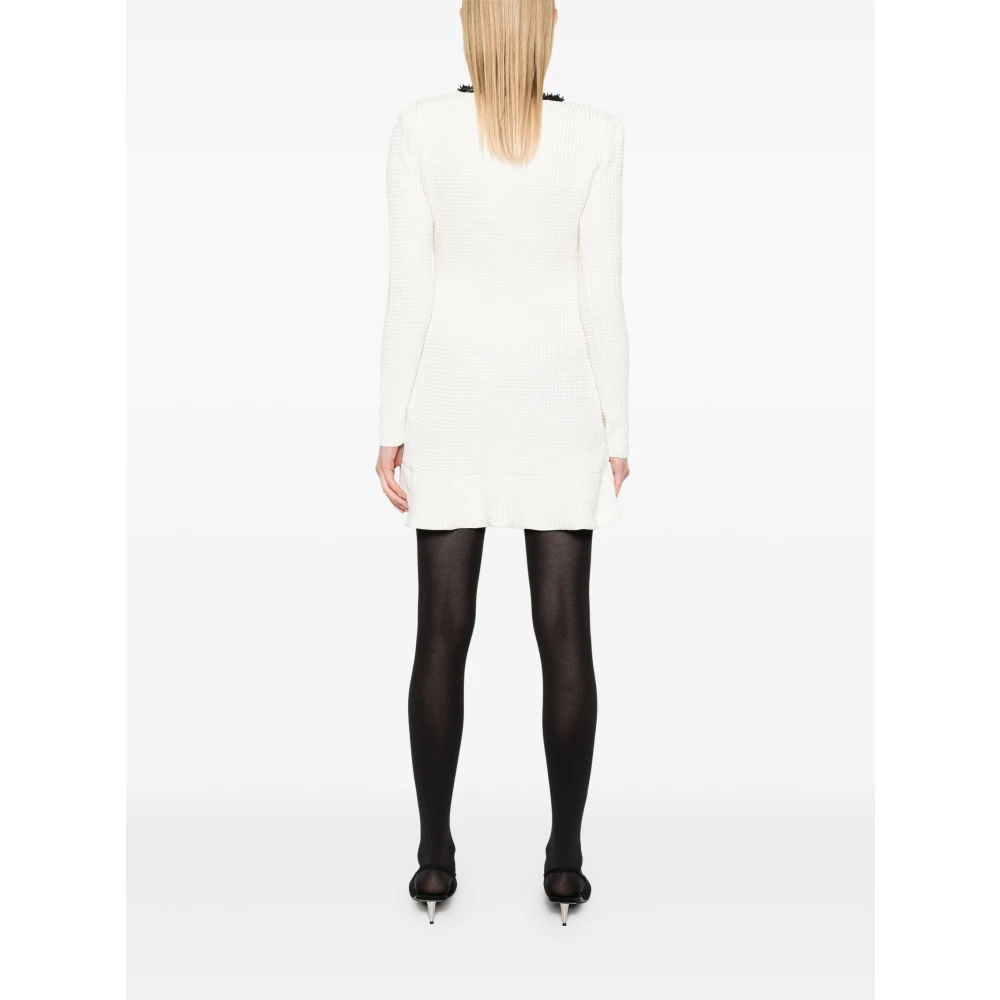 Self Portrait Honeycomb Knit Mini Jurk White Dames