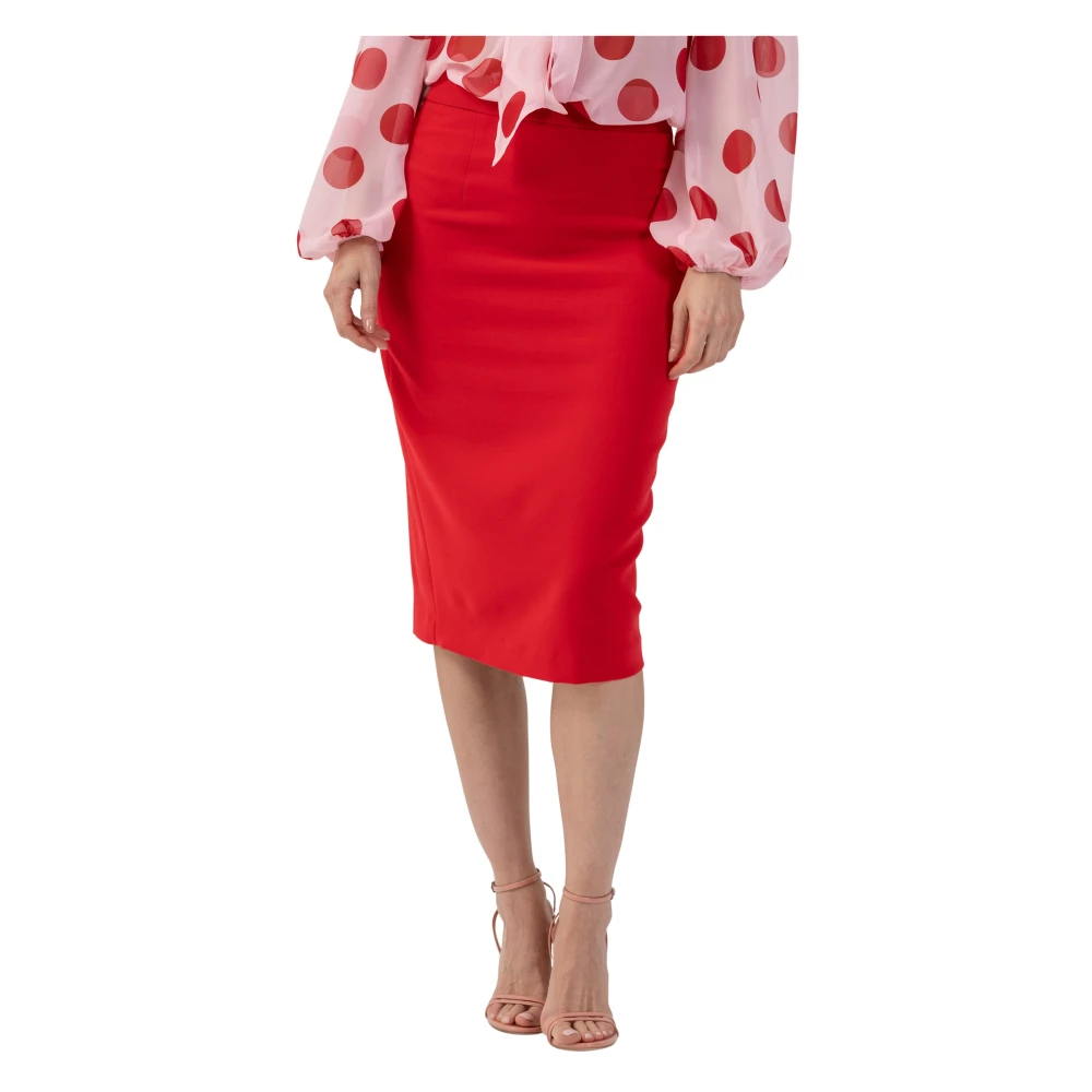 Kocca Red Midi Skirts, Female, Xs, Stylish Over Knee Pencil Skirt