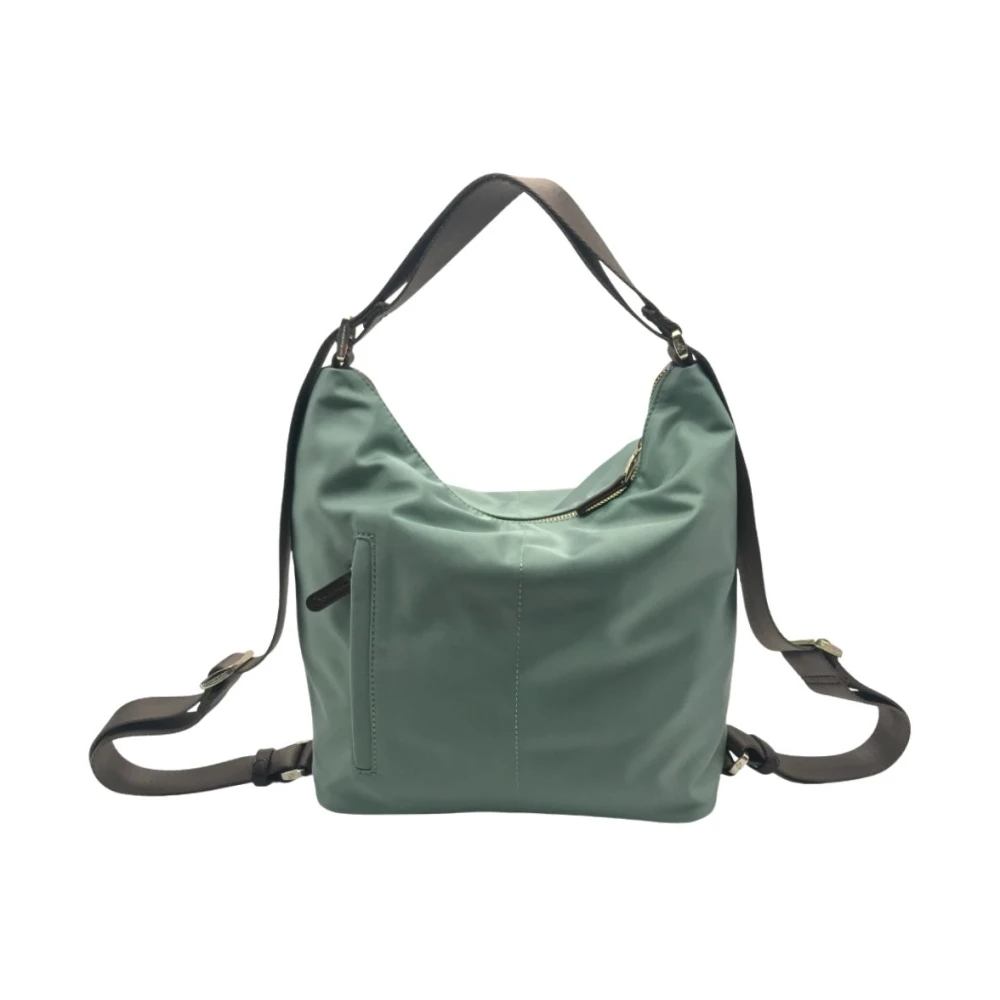 Mandarina Duck Omzetbare Nylon Schoudertas met Eco-lederen Details Green Dames