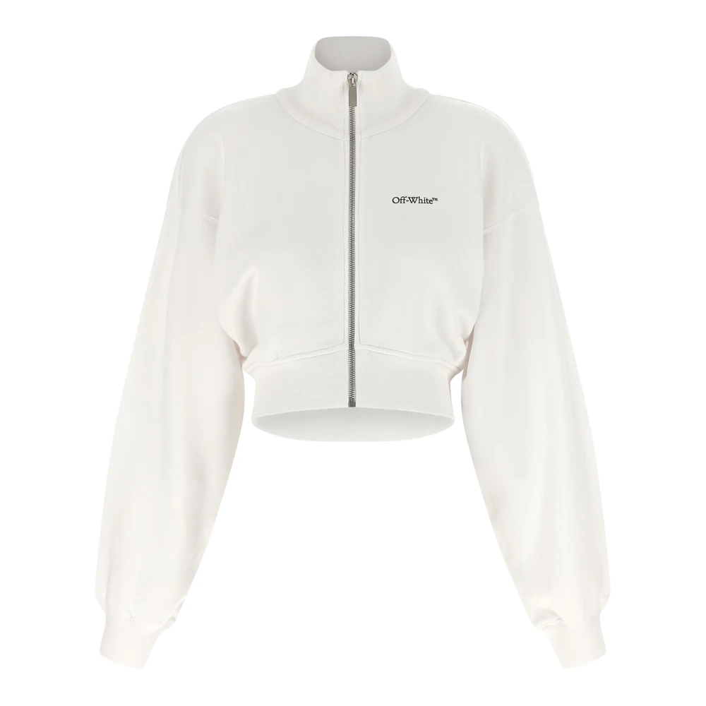 Off White Women's White Brushed Cotton Zip-Through Sweatshirt - Off - Zip-Throughs - S - Sweatshirts & Hoodies