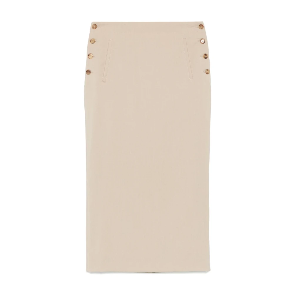 Moschino Beige Broek met Knoopsluiting en Zakken Beige Dames