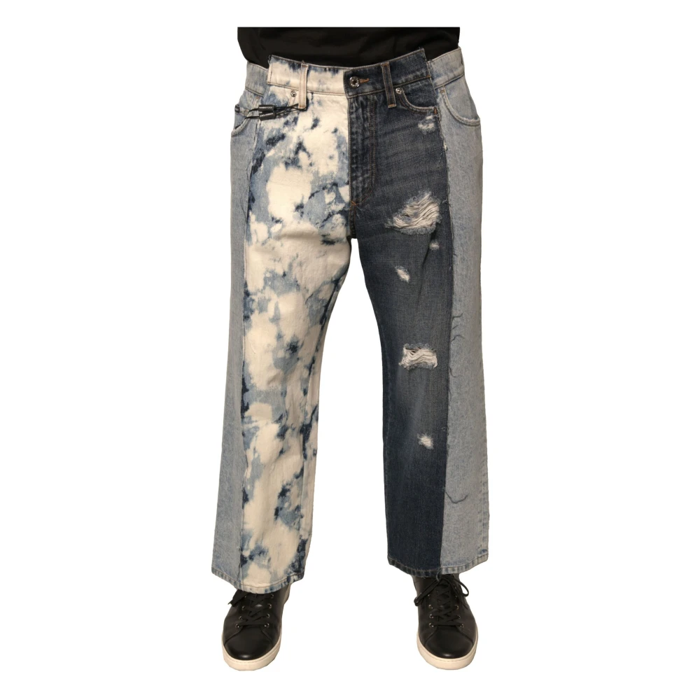 Dolce & Gabbana Multicolor Patchwork Straight Denim Jeans Multicolor Heren