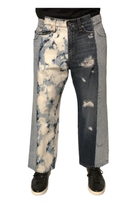 Multifärgad Patchwork Straight Denim Jeans