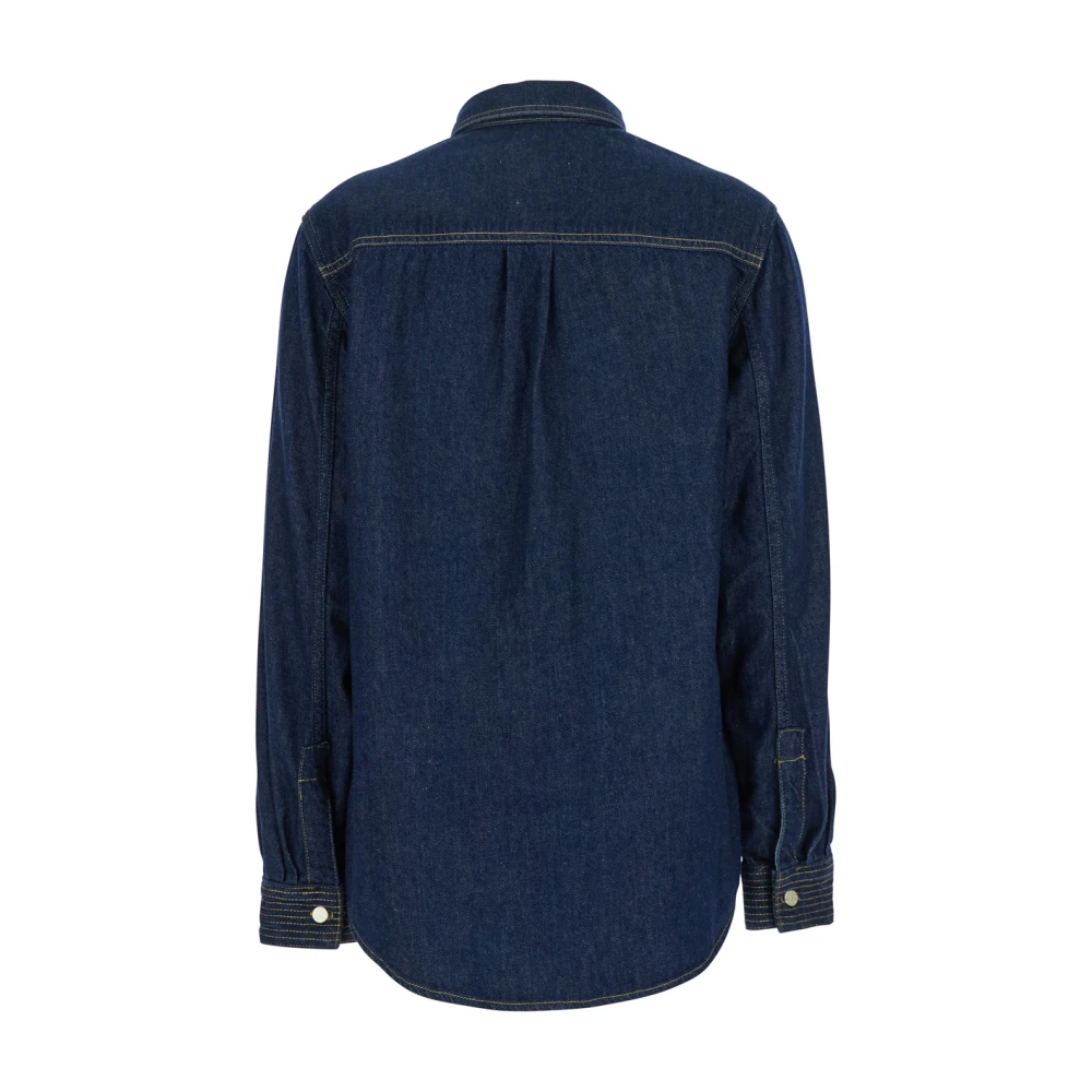 Frame Blauwe Oversized Trapunto Shirt met Klassieke Kraag Blue Dames