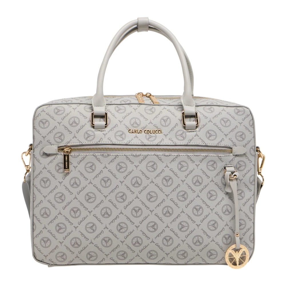 Carlo colucci Elegante Business Tas met Logoprint Gray Heren