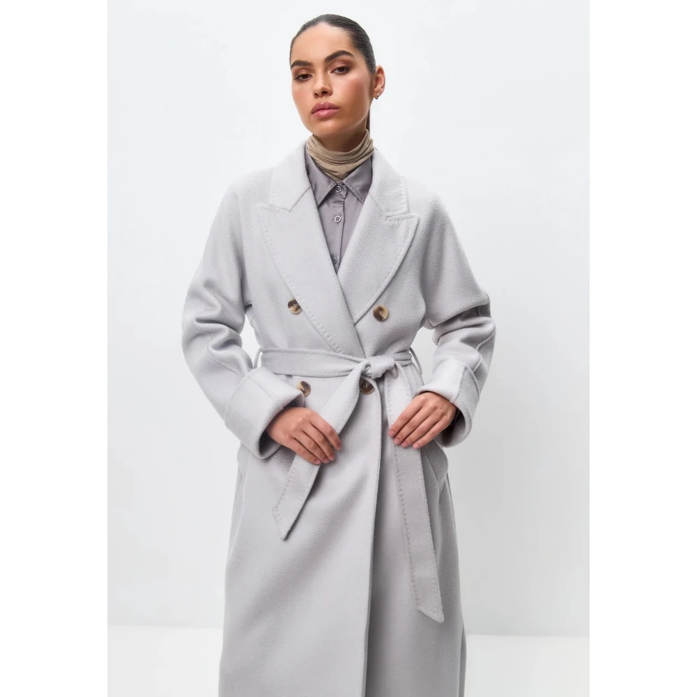 Cesare Gaspari Klassieke Luxe Lange Jas Rosie Wit Gray Dames
