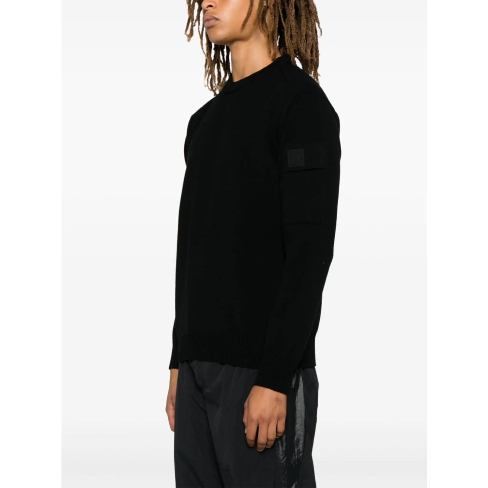 C.P. Company Zwarte Metropolis Sweater met Logopatch Black Heren