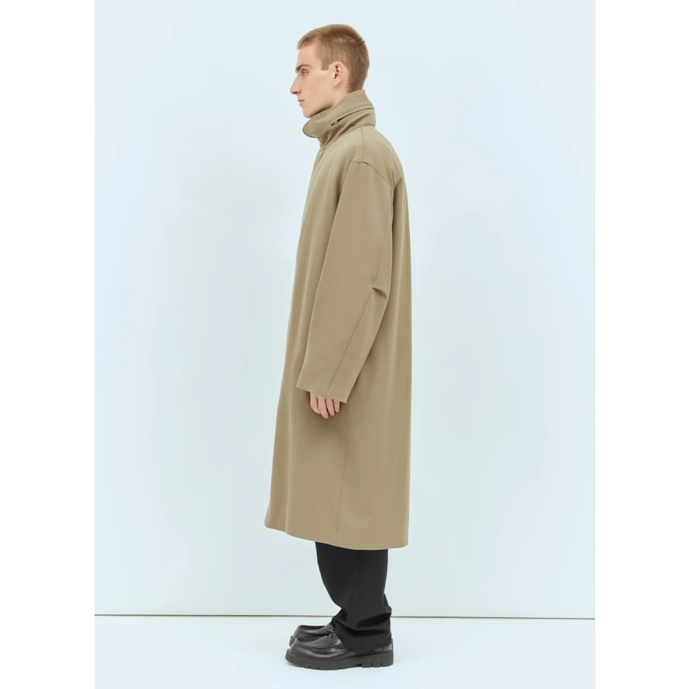 The Row Wollen Lange Jas Staande Kraag Beige Heren