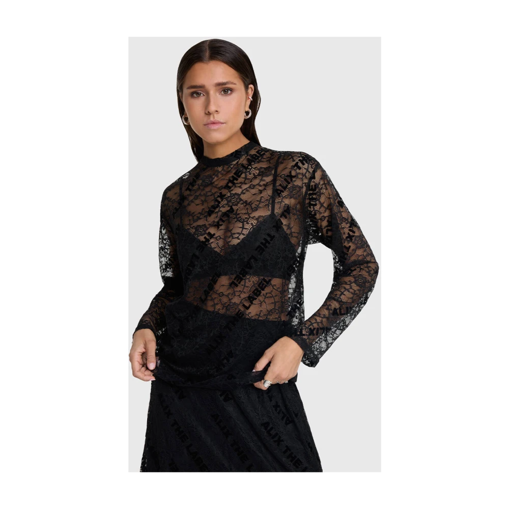 Alix The Label Kanten Aansluitende Top Black Dames