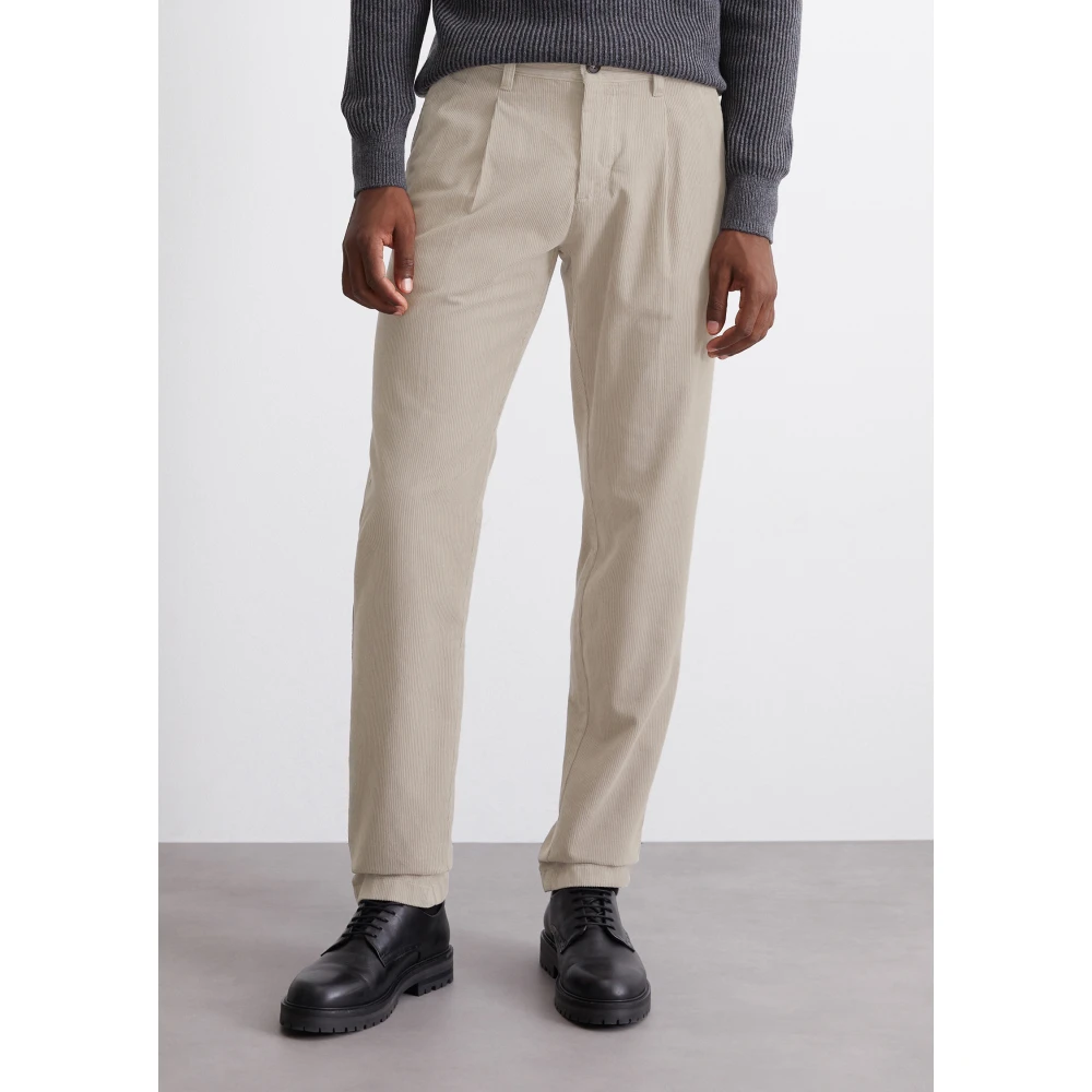 Marc O'Polo Corduroy broek model Osby plooien toelopend Gray Heren