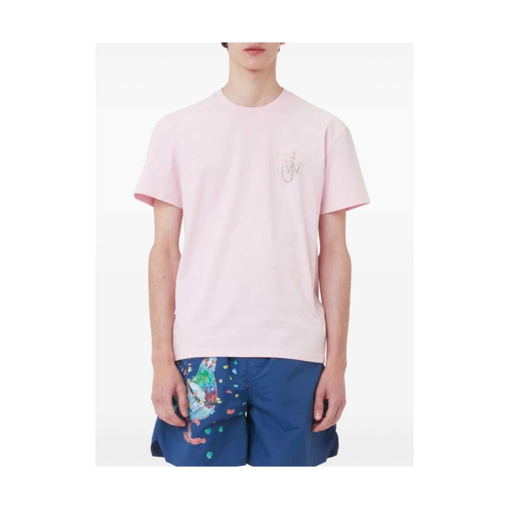 JW Anderson Grafische Print Roze T-shirt Pink Heren