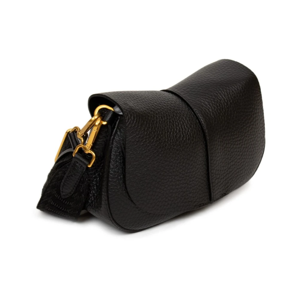 Gianni Chiarini Maxi Grain Leather Crossbody Tas Black Dames