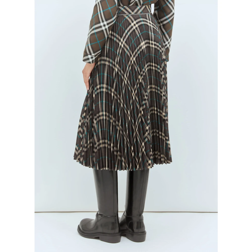 Burberry Geruite Plooirok van Wolmix Multicolor Dames