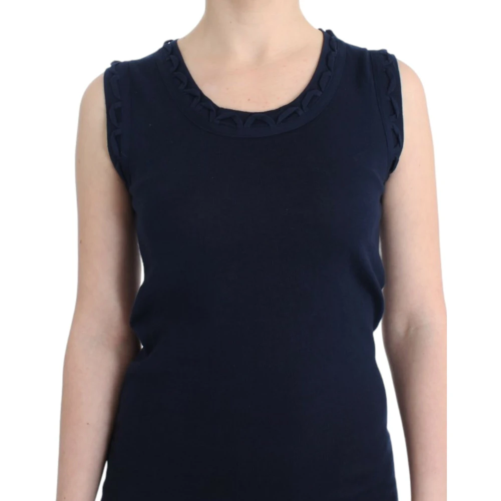 John Galliano Blauwe Katoenen Knielange Jurk Blue Dames