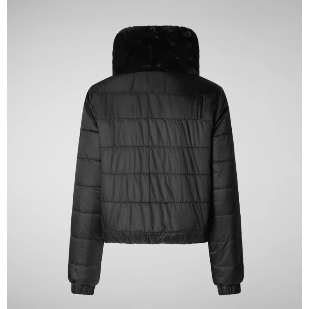 Save The Duck Fury19 Zwarte Bontjas Omkeerbaar Gewatteerd Black Dames