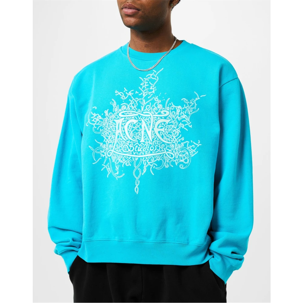 Acne Studios Devil Glow Logo Sweatshirt Fluo Blue Heren