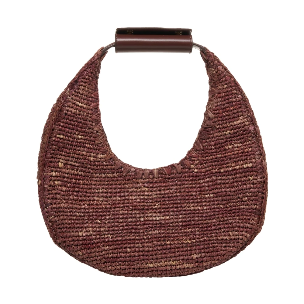 Staud Bruine Raffia Moon Handtas Brown Dames