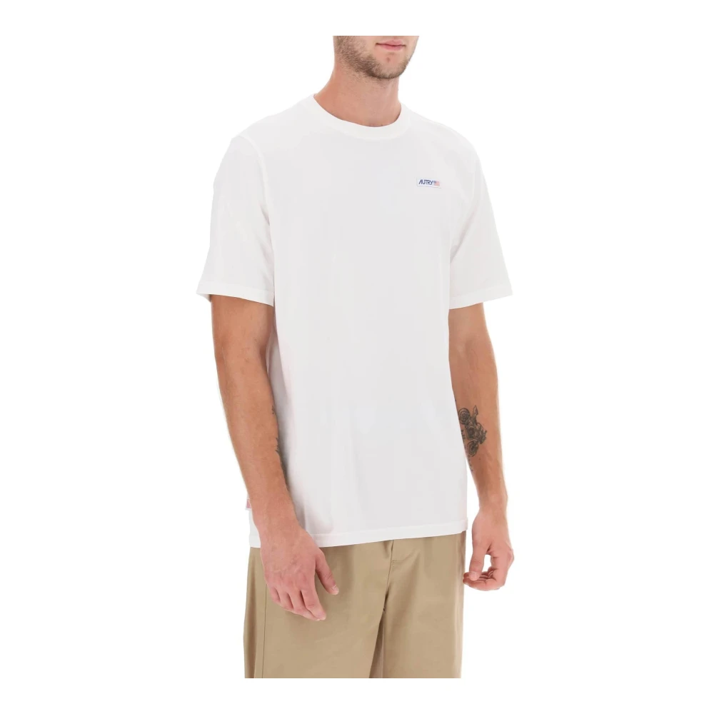 Autry Iconisch Katoenen T-Shirt met Logo Label White Heren