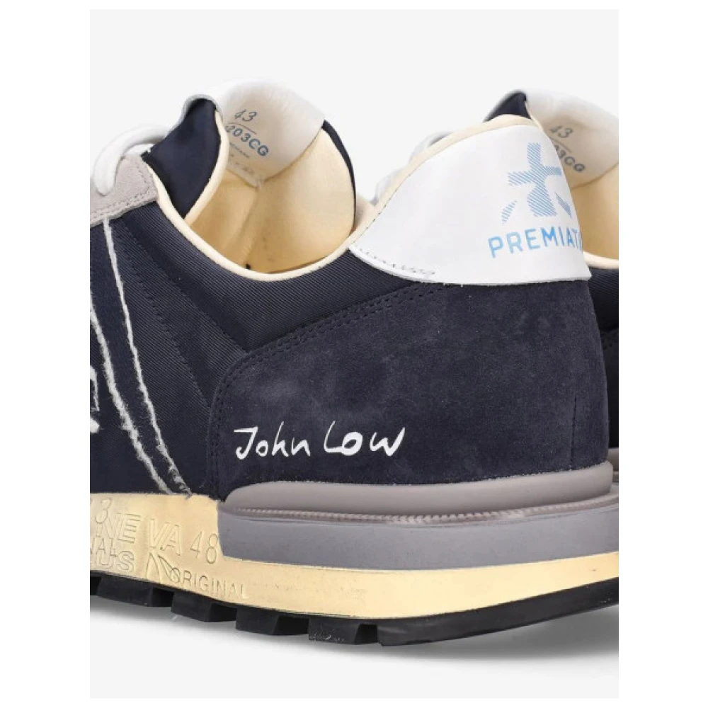 Premiata Johnlow Heren Sneakers in Gemengde Texturen Blue Heren