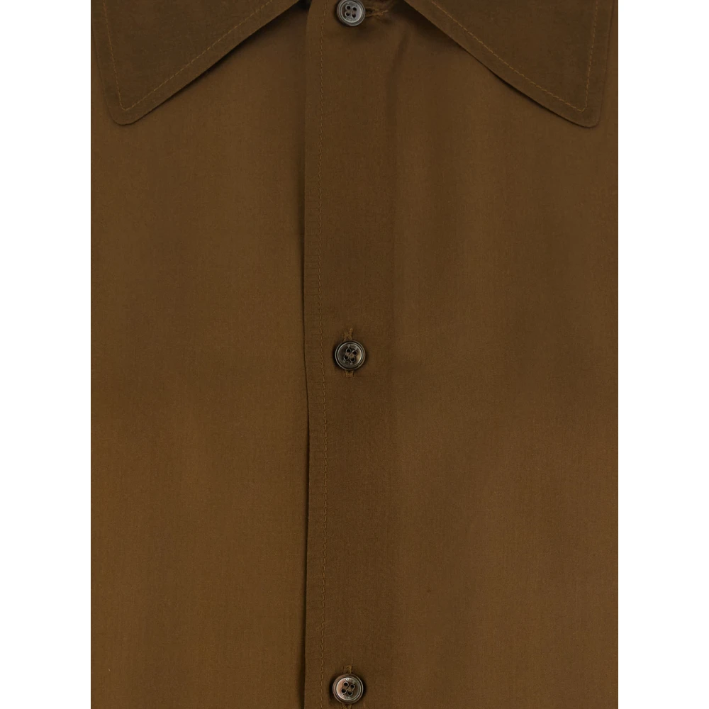 Philosophy di Lorenzo Serafini Bruine Zijden Vest Brede Kraag Lange Mouwen Brown Dames
