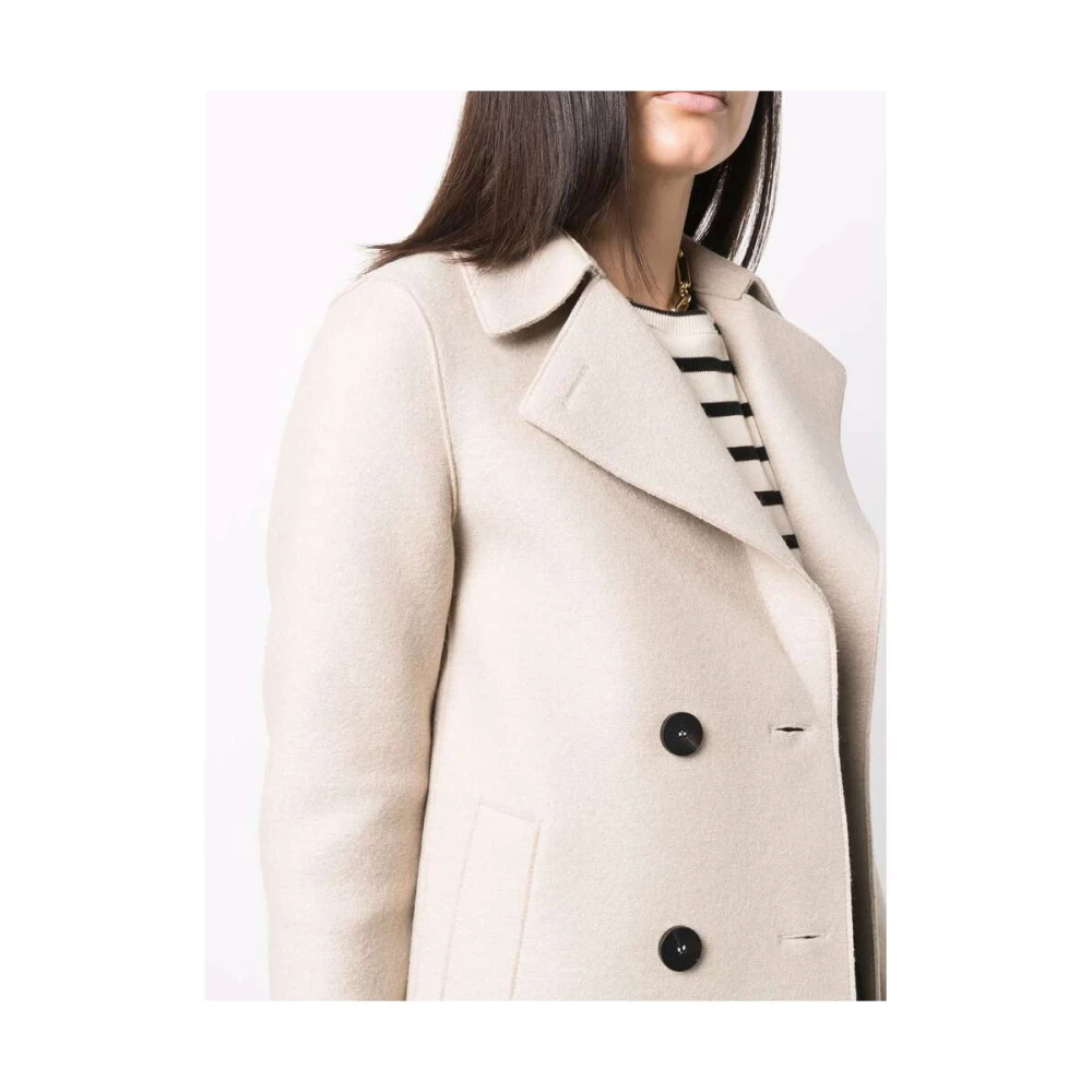 Harris Wharf London Beige Wol Double-Breasted Jas Beige Dames