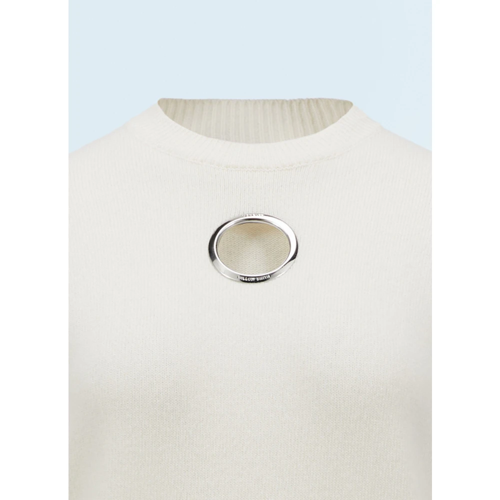 Moncler Uitgesneden wol-kasjmier crewneck trui Beige Dames
