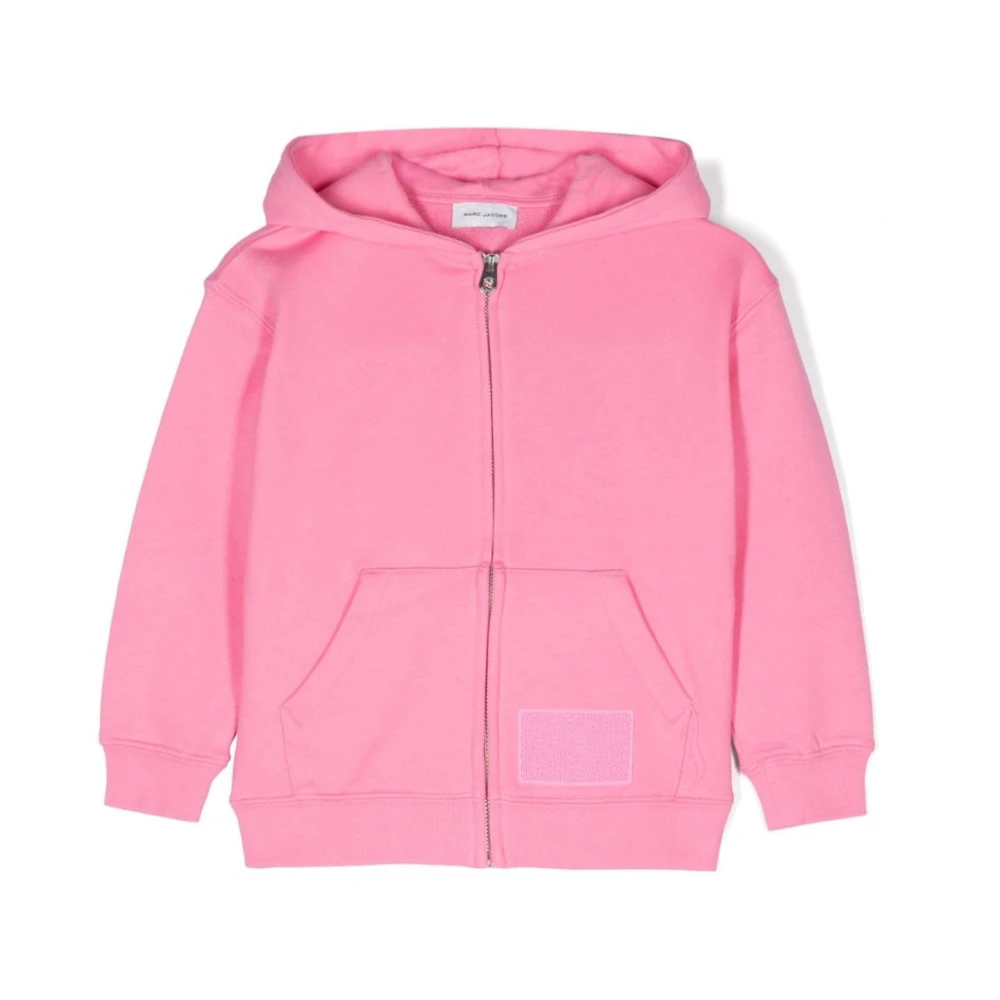 Marc Jacobs Rosa Logotyp Patchad Dragkedja Hoodie Tröja Pink, Flicka