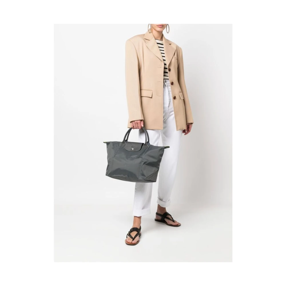 Longchamp Antracietgrijze Foldover Top Handtas Gray Dames