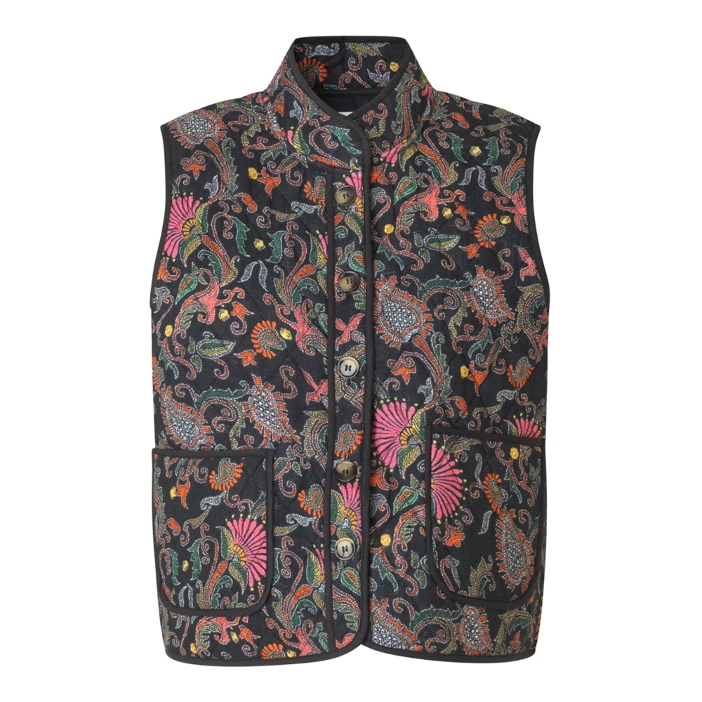 Lollys Laundry Women's Multicolor Waistcoats, Xs, Quilted Flower Print Vest