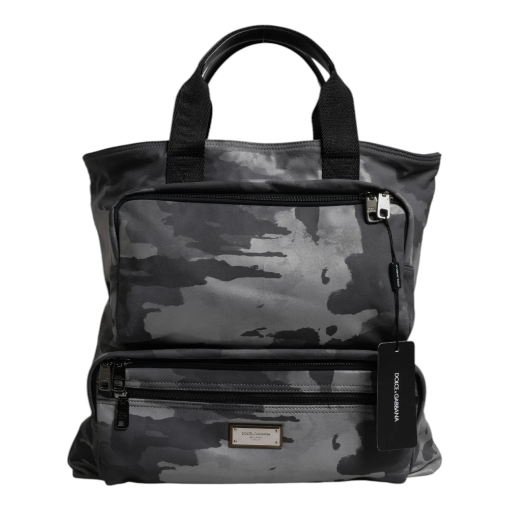 Dolce & Gabbana Women's Gray Camo Shoulder Tote Bag