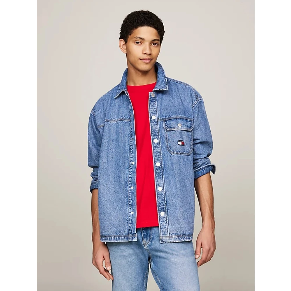 Tommy Jeans Utility Denim Overshirt Blue Heren