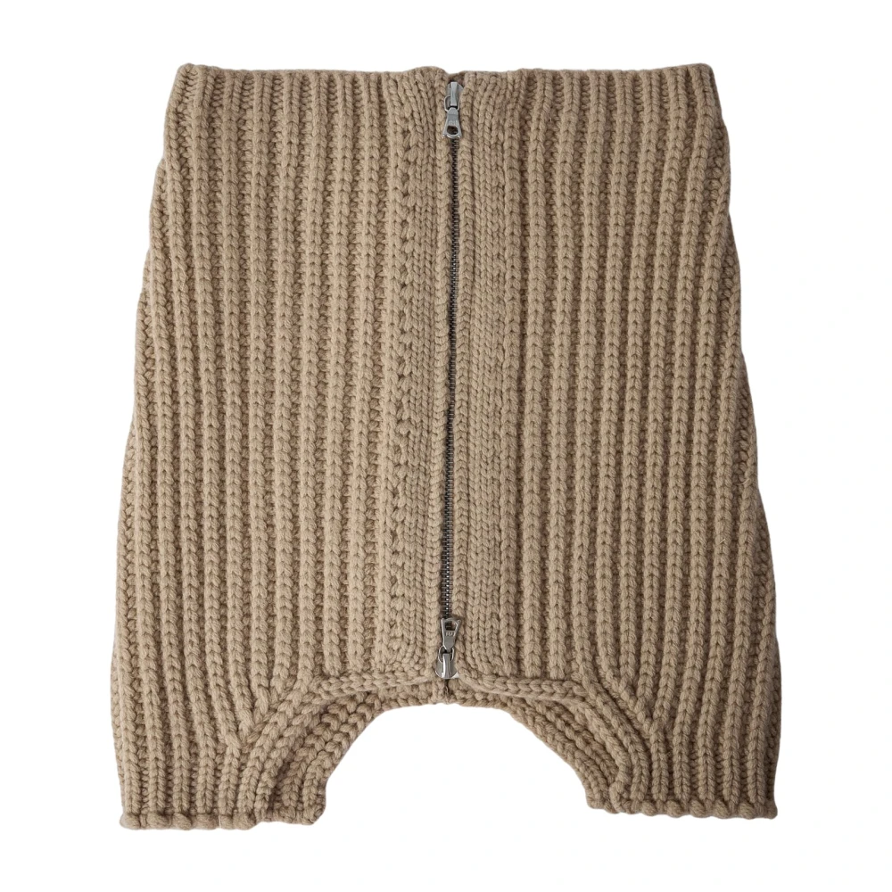 Dries Van Noten Men's Beige Wool Knit Zip-Up Scarf