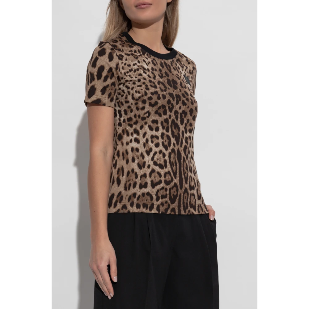 Dolce & Gabbana T-shirt met dierenprint Brown Dames