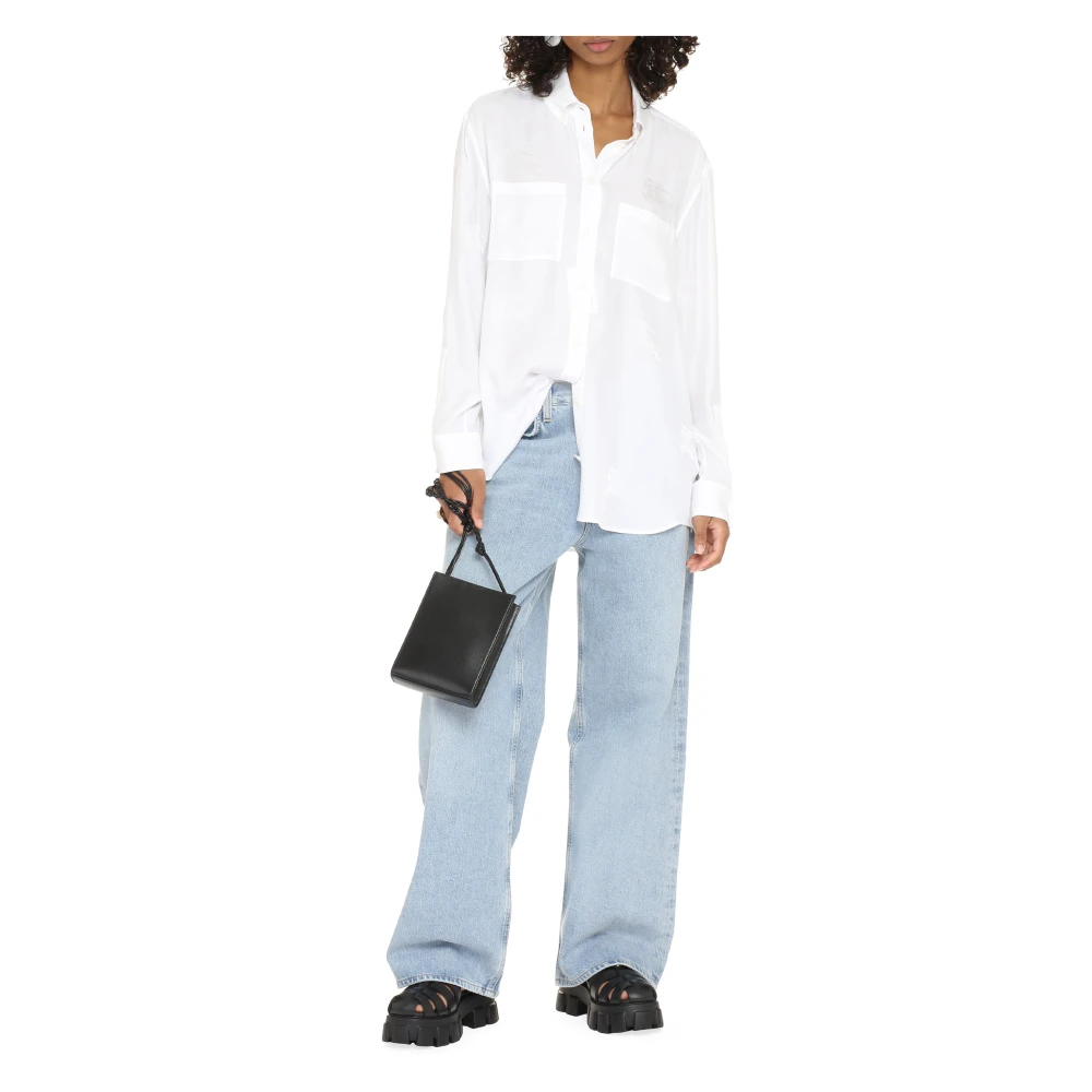 Burberry Zijden Shirt met Nacre Knopen White Dames