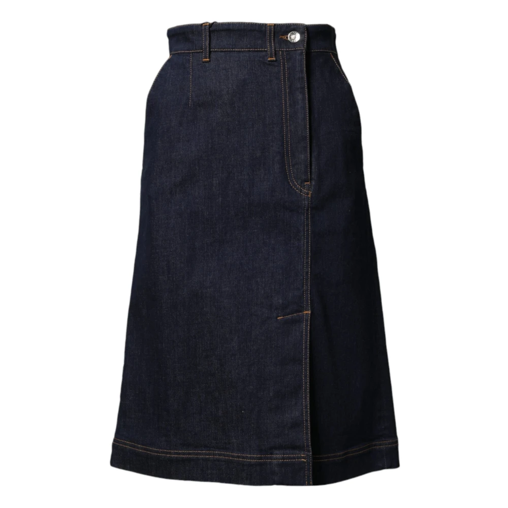 Dolce & Gabbana Women's Blue High Waist Midi Skirt