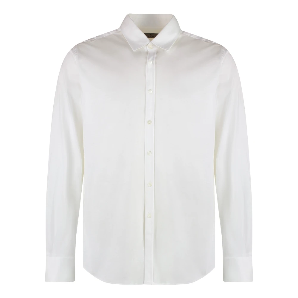 Canali Katoenen Shirt Ronde Zoom White Heren