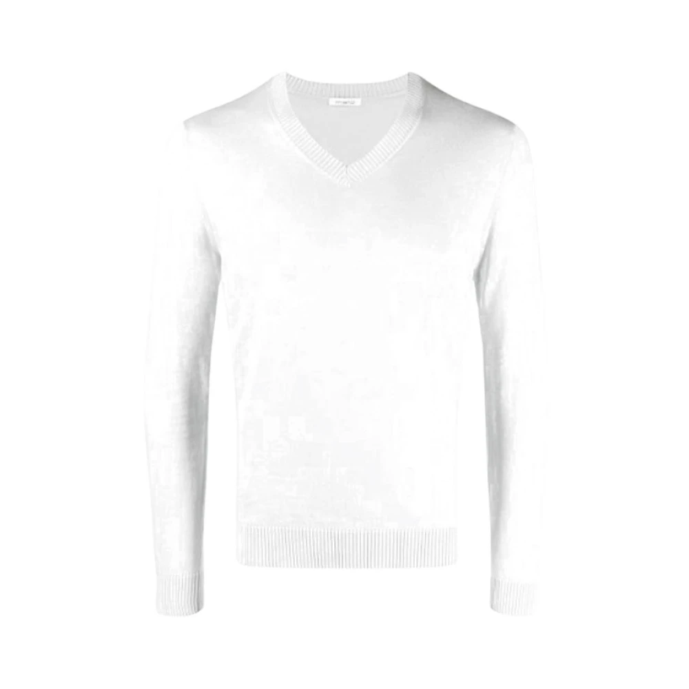 Malo Katoenen V-hals Geschoren Kraag T-shirt White Heren