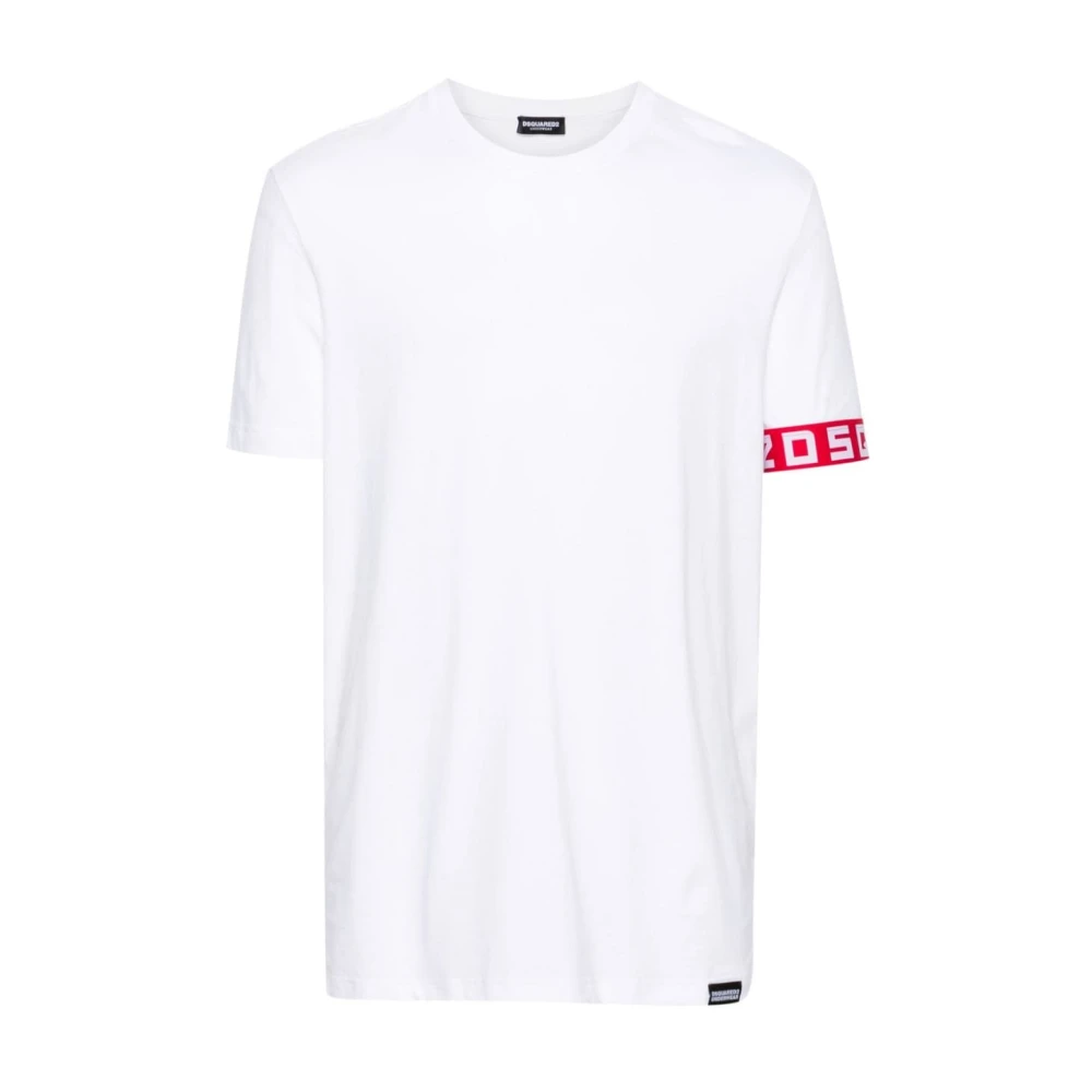 Dsquared2 Wit T-shirt met Rode Elastische Band White Heren