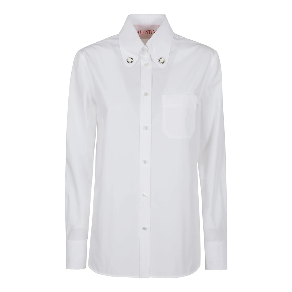 Valentino Garavani Effen Wit Overhemd Klassieke Stijl White Dames