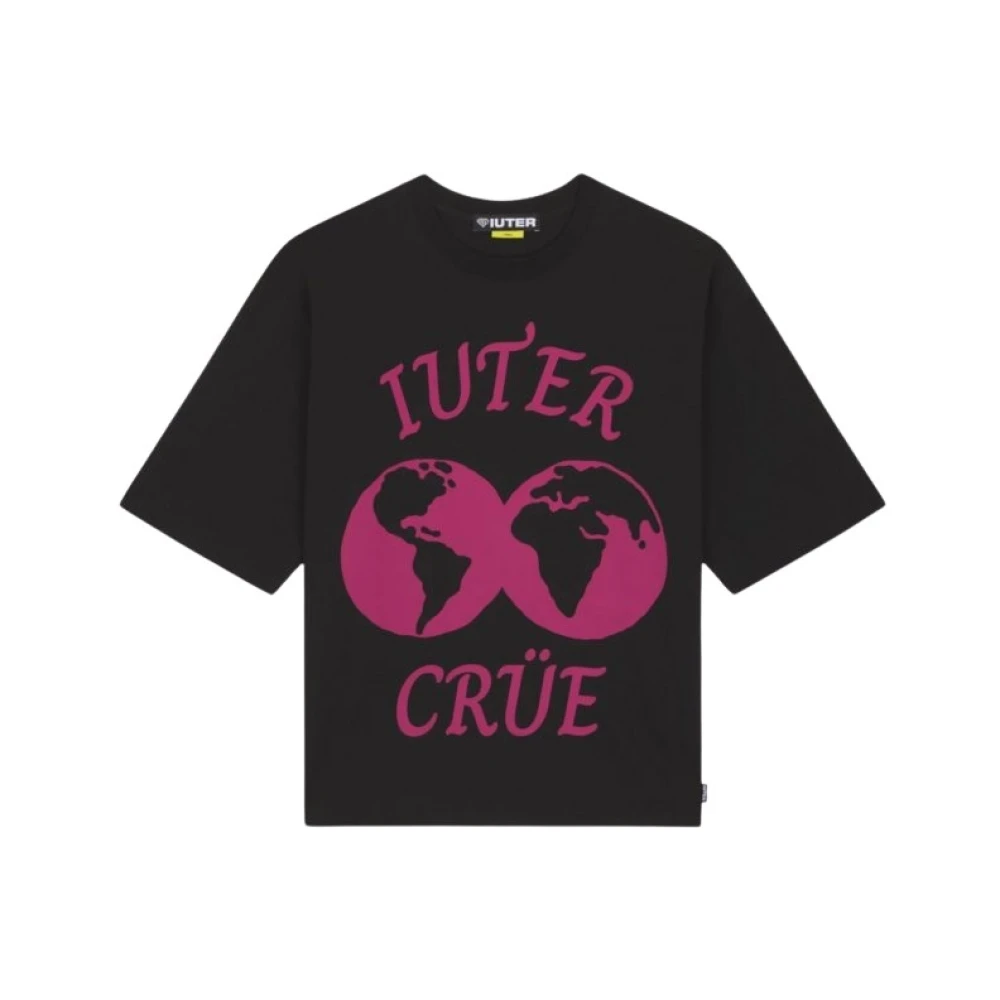 Iuter Grafisch T-shirt Zijprint Ribhals Black Heren