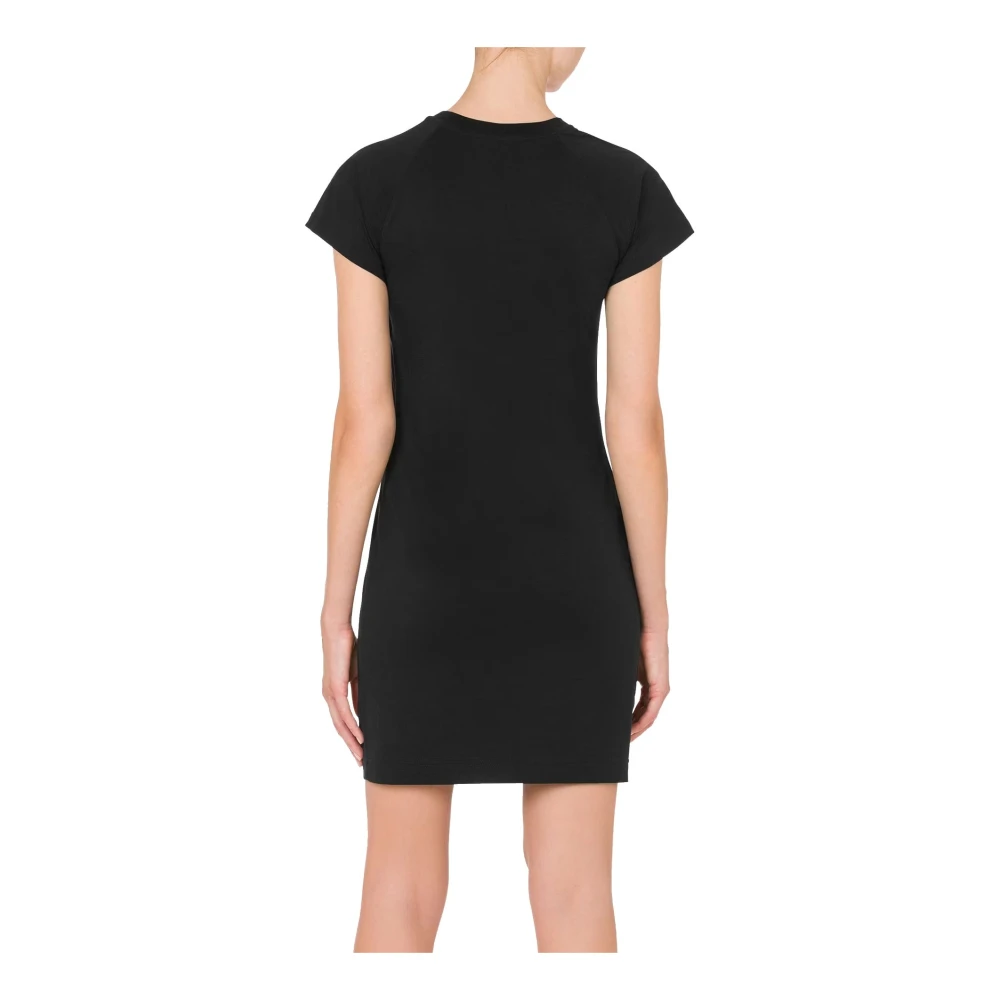 Moschino Zwarte Hart Geborduurde Mini Jurk Black Dames