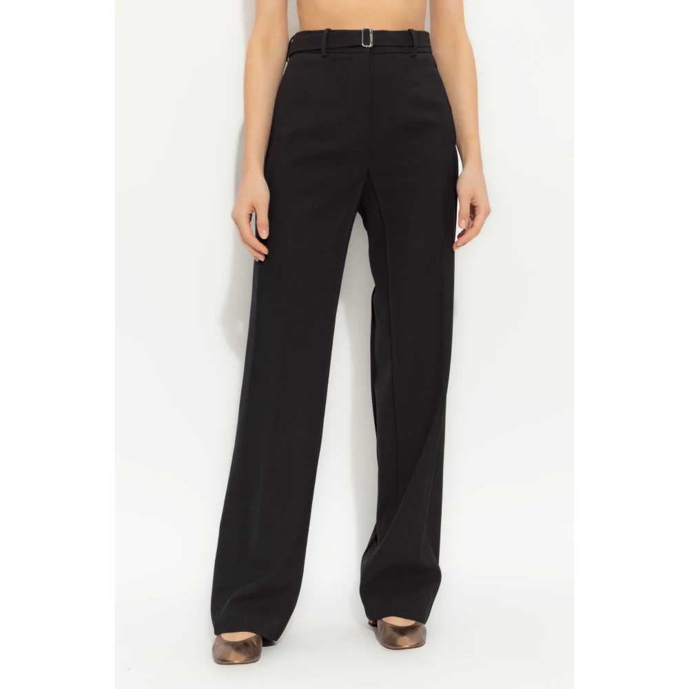 Lanvin Wollen broek met stiksels op de benen Black Dames