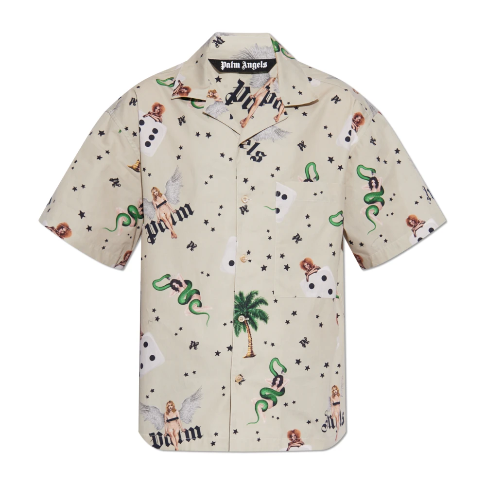 Palm Angels Shirt met print Beige Heren