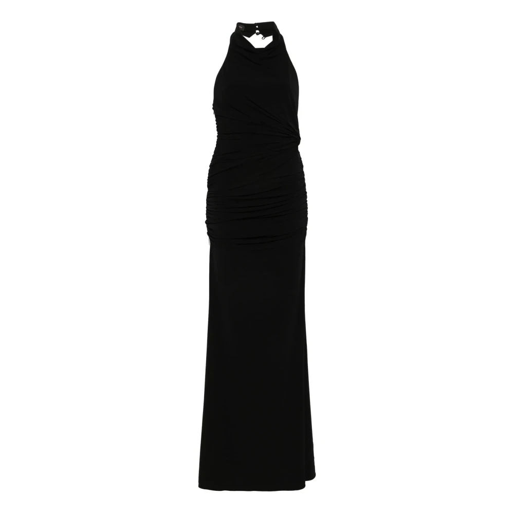 Andamane Zwarte Gerimpelde Maxi Jurk Black Dames
