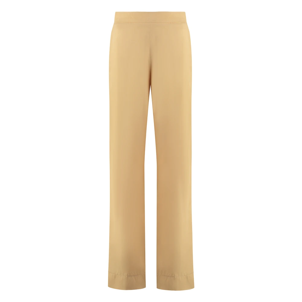 Jil Sander Elegant Wide Leg Satin Trousers Beige Dames