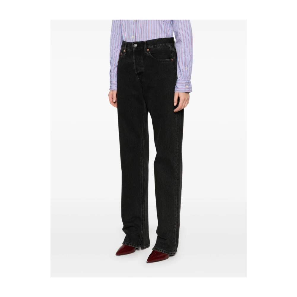 Gucci Grijze Gewassen Denim Straight Leg Jeans Gray Dames